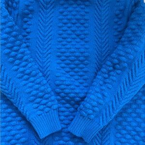 Tory Sport Blue Textured Crew Neck Sweater